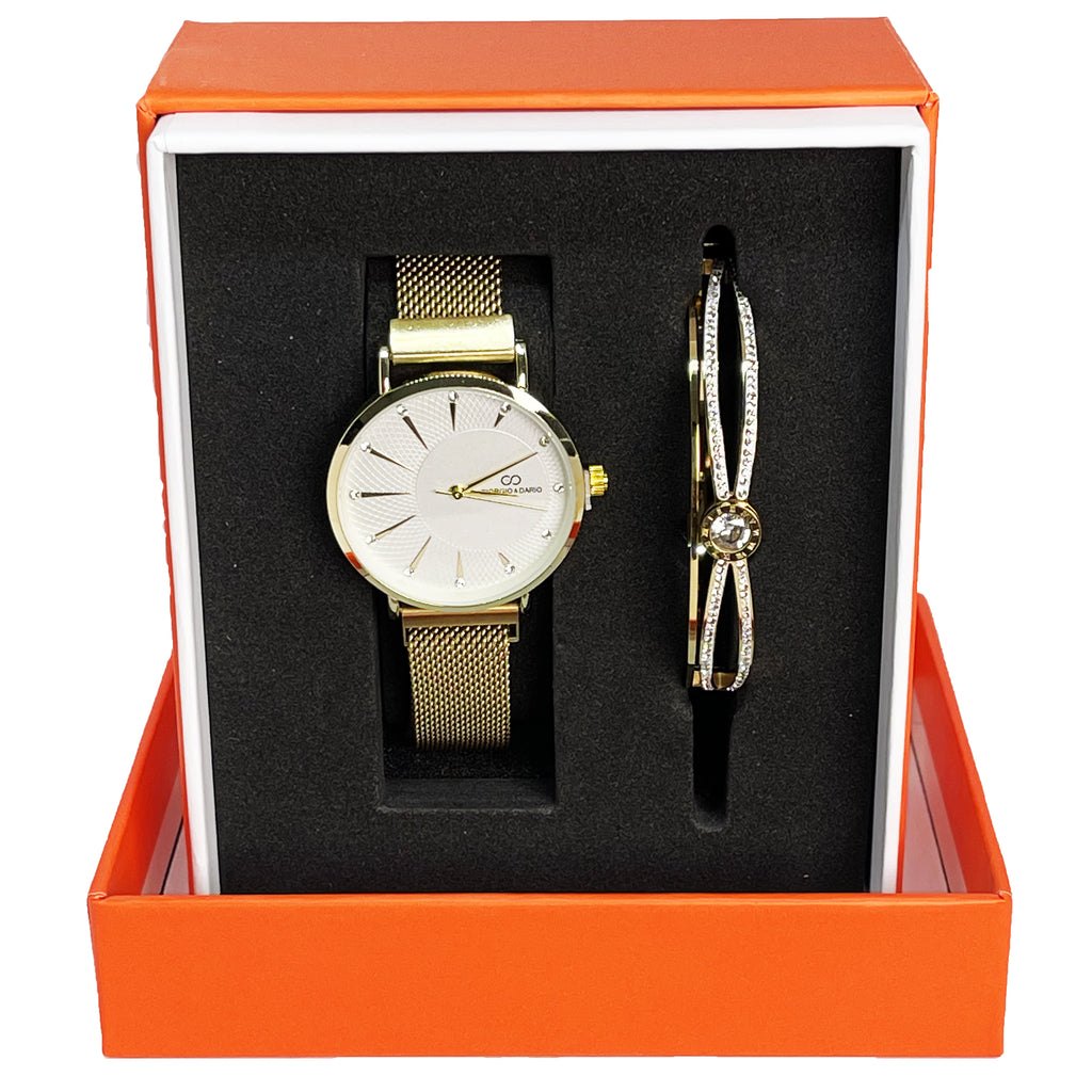 Coffret Montre Giorgio & Dario GDM200726 avec Bracelet Romain Croisé Cristaux
