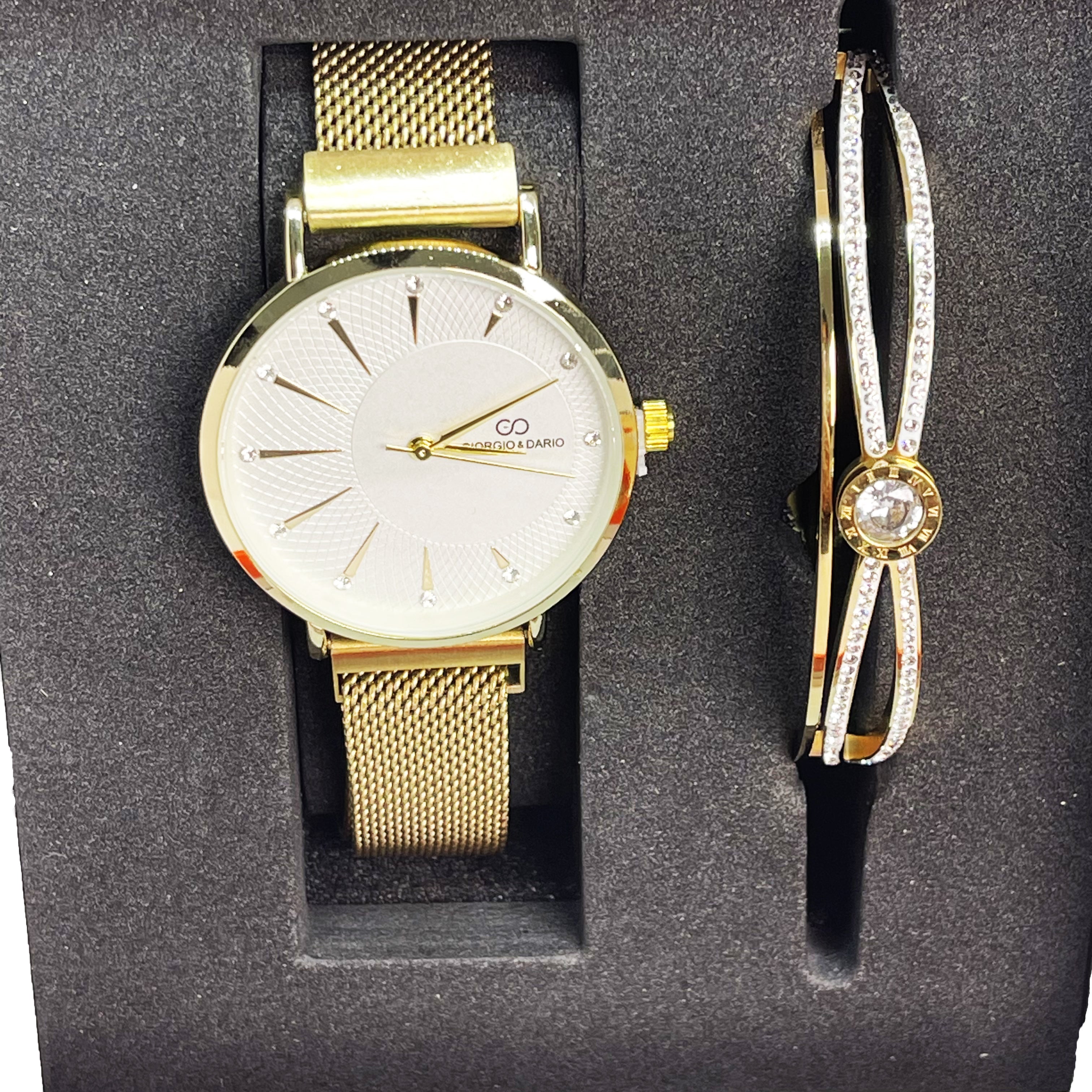 Coffret Montre Giorgio & Dario GDM200726 avec Bracelet Romain Croisé Cristaux