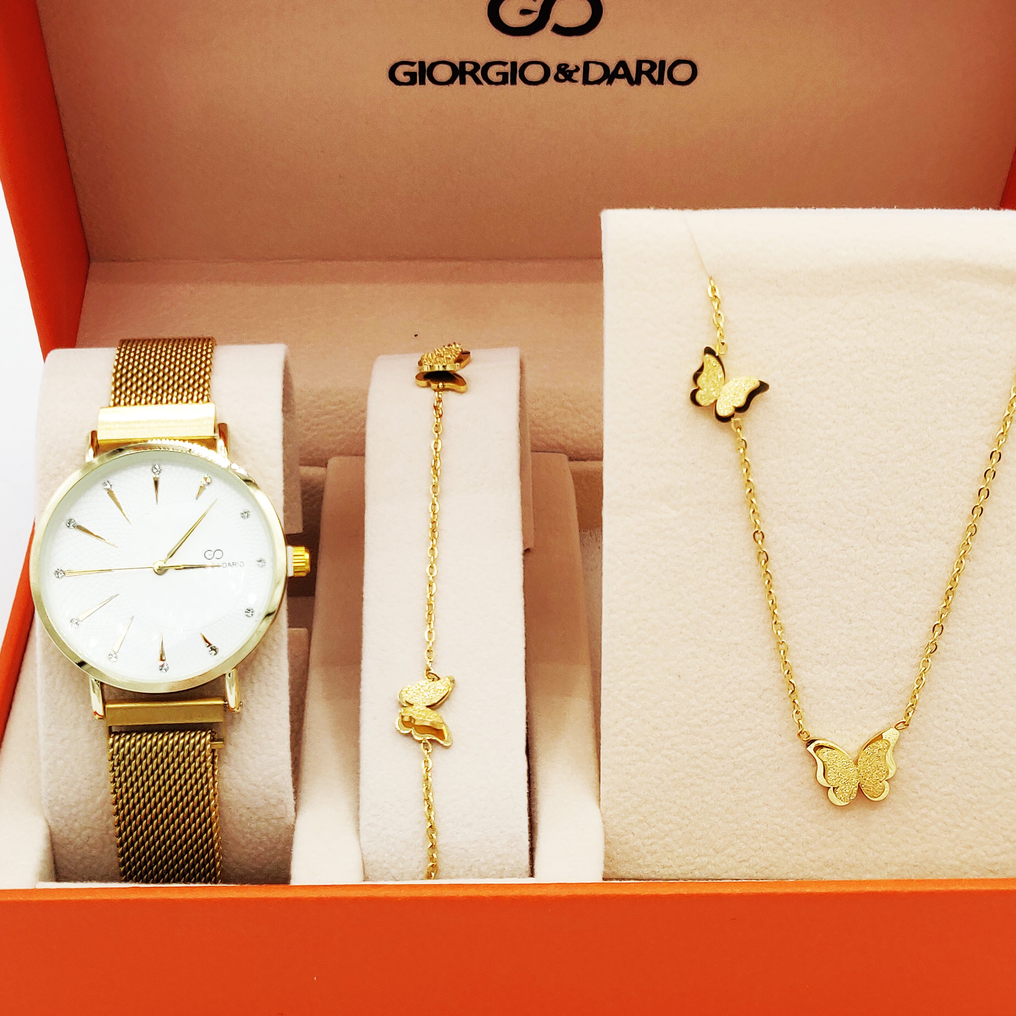 Coffret Montre Giorgio & Dario GDM200726 avec Collier et Bracelet Papillons