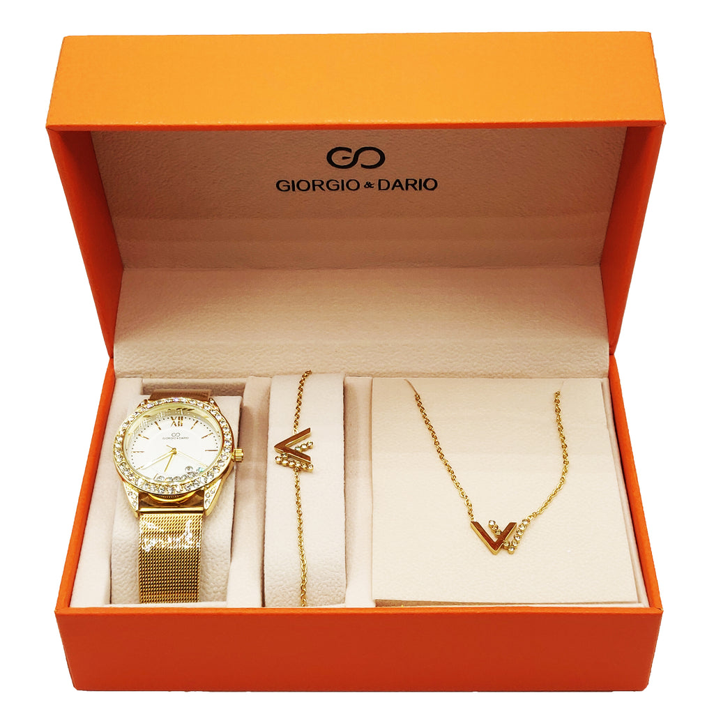Coffret Montre Giorgio & Dario GDM200735 avec Collier et Bracelet Double V