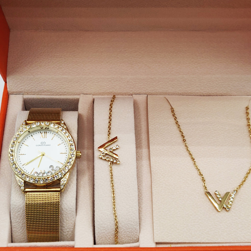 Coffret Montre Giorgio & Dario GDM200735 avec Collier et Bracelet Double V