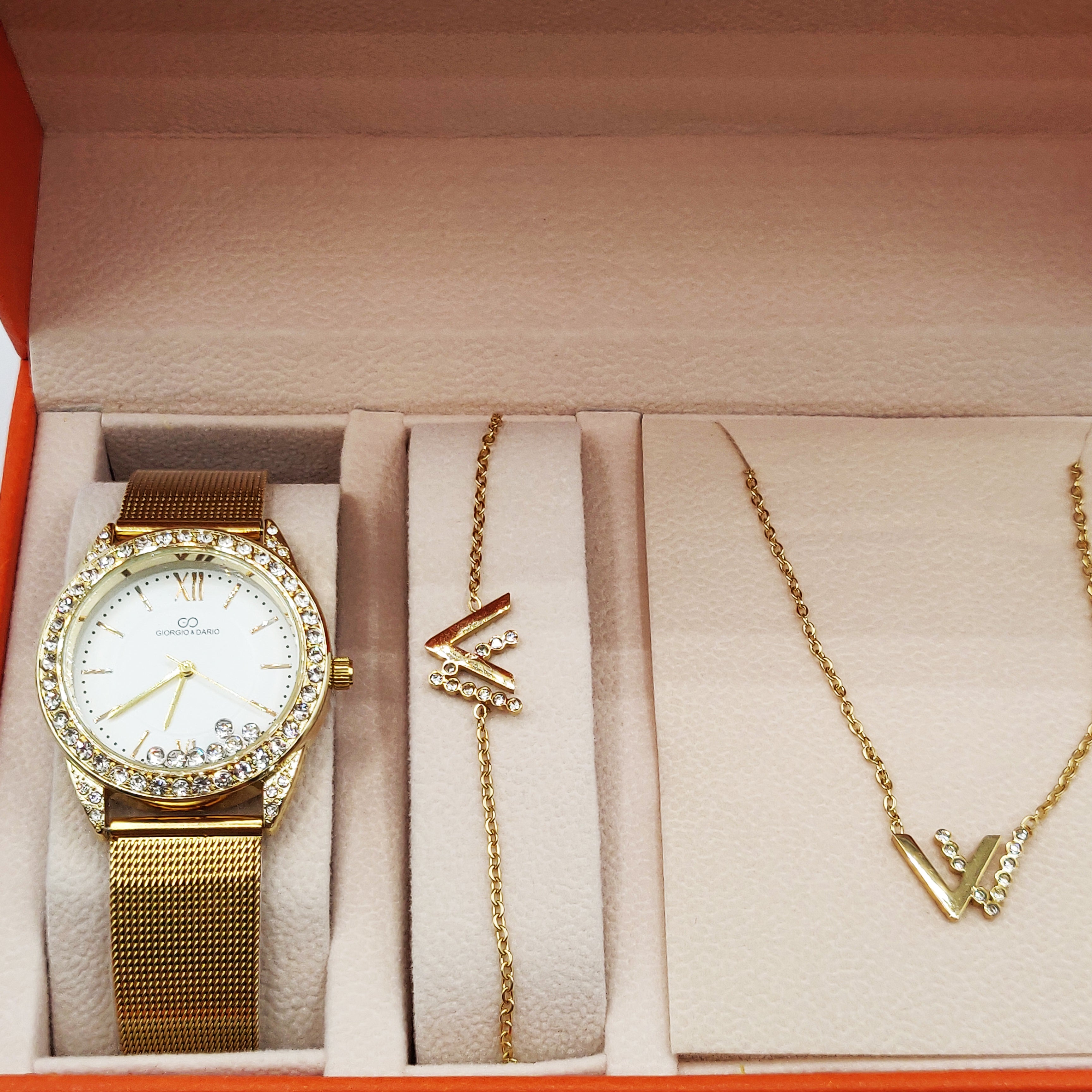 Coffret Montre Giorgio & Dario GDM200735 avec Collier et Bracelet Double V