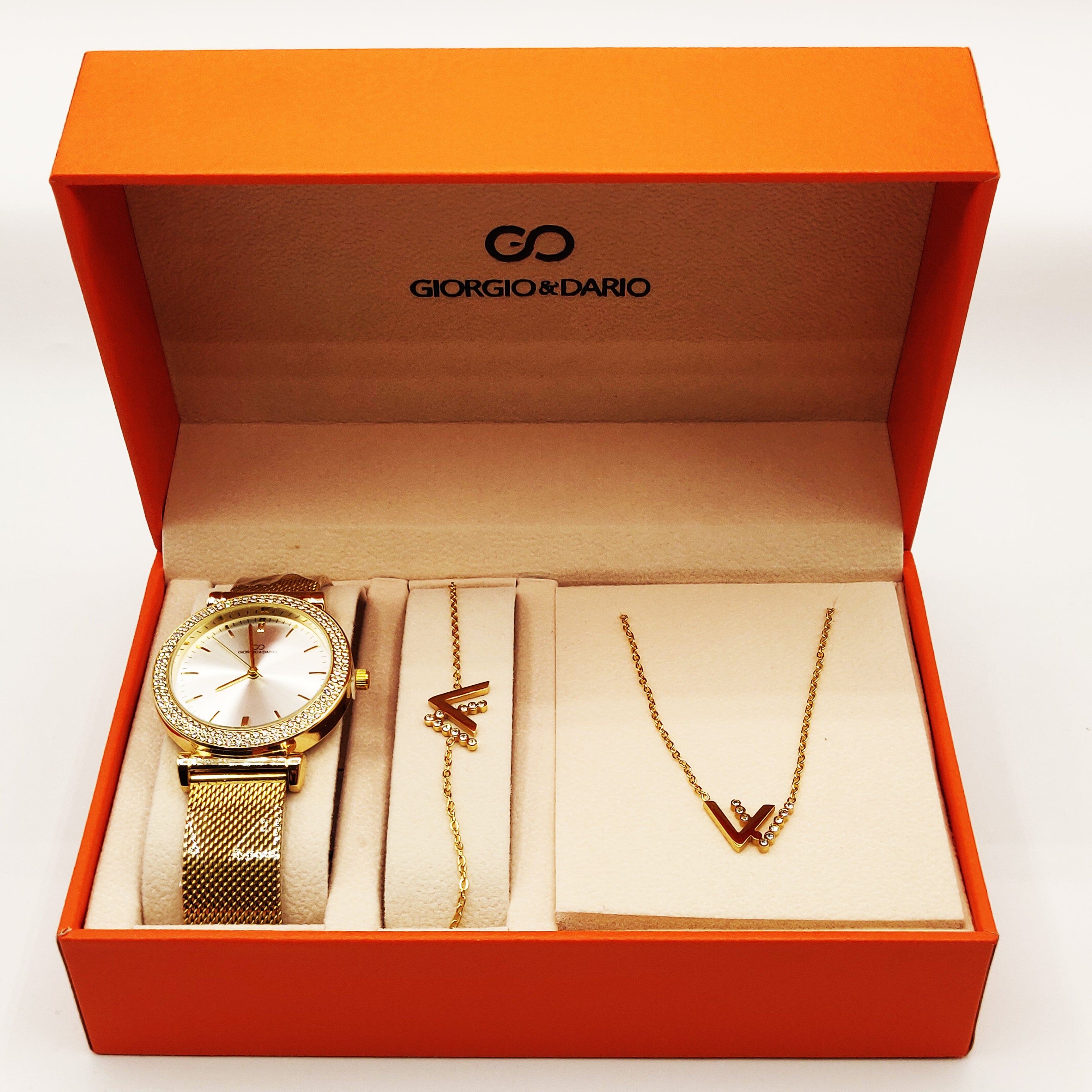 Coffret Giorgio & Dario 6314 avec Collier et Bracelet Double V Luxe