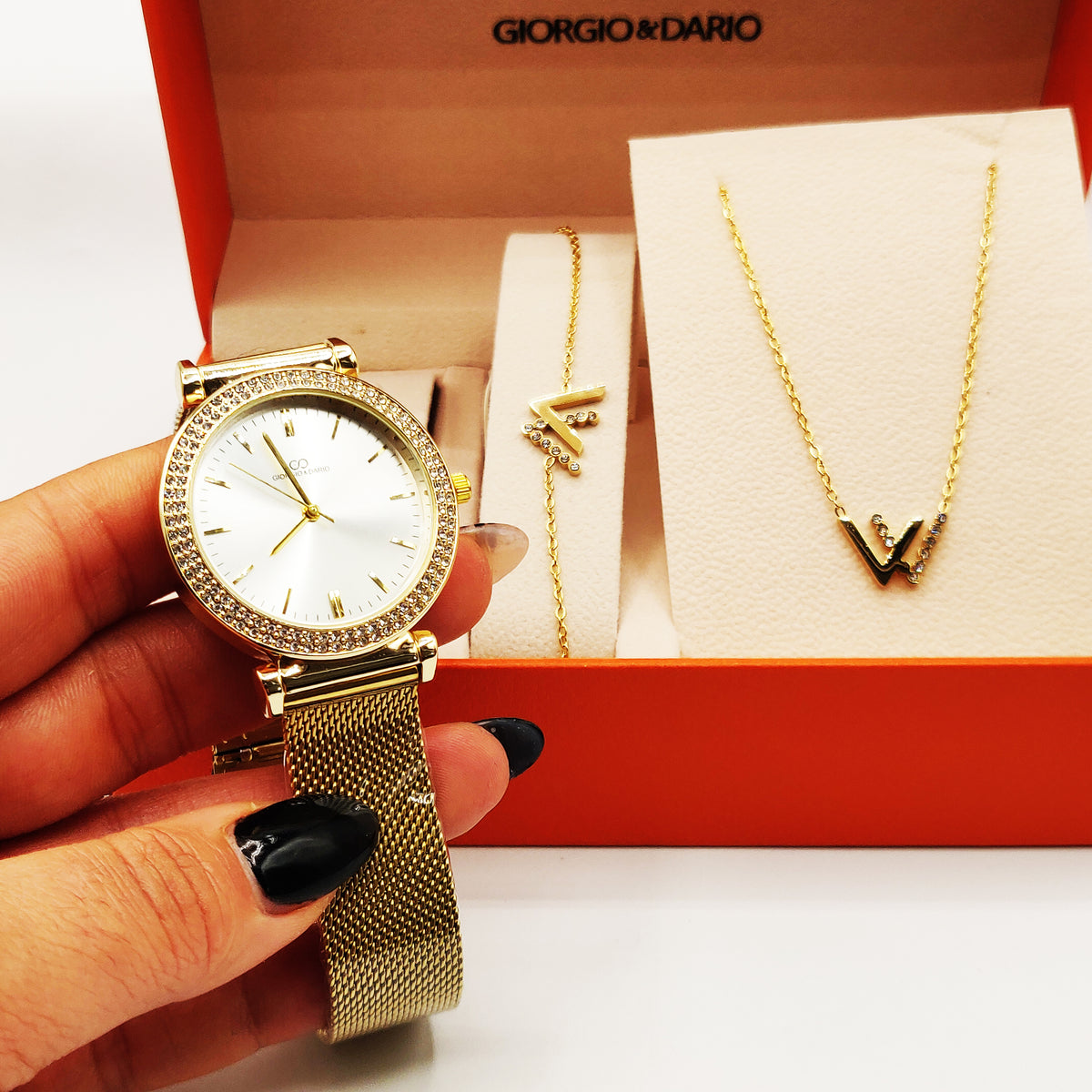 Coffret Giorgio & Dario 6314 avec Collier et Bracelet Double V Luxe