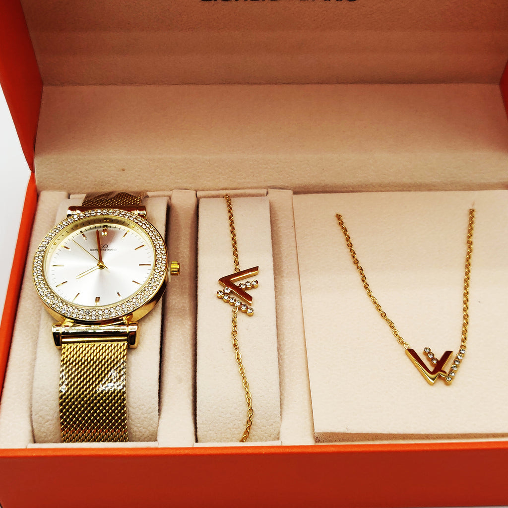 Coffret Giorgio & Dario 6314 avec Collier et Bracelet Double V Luxe