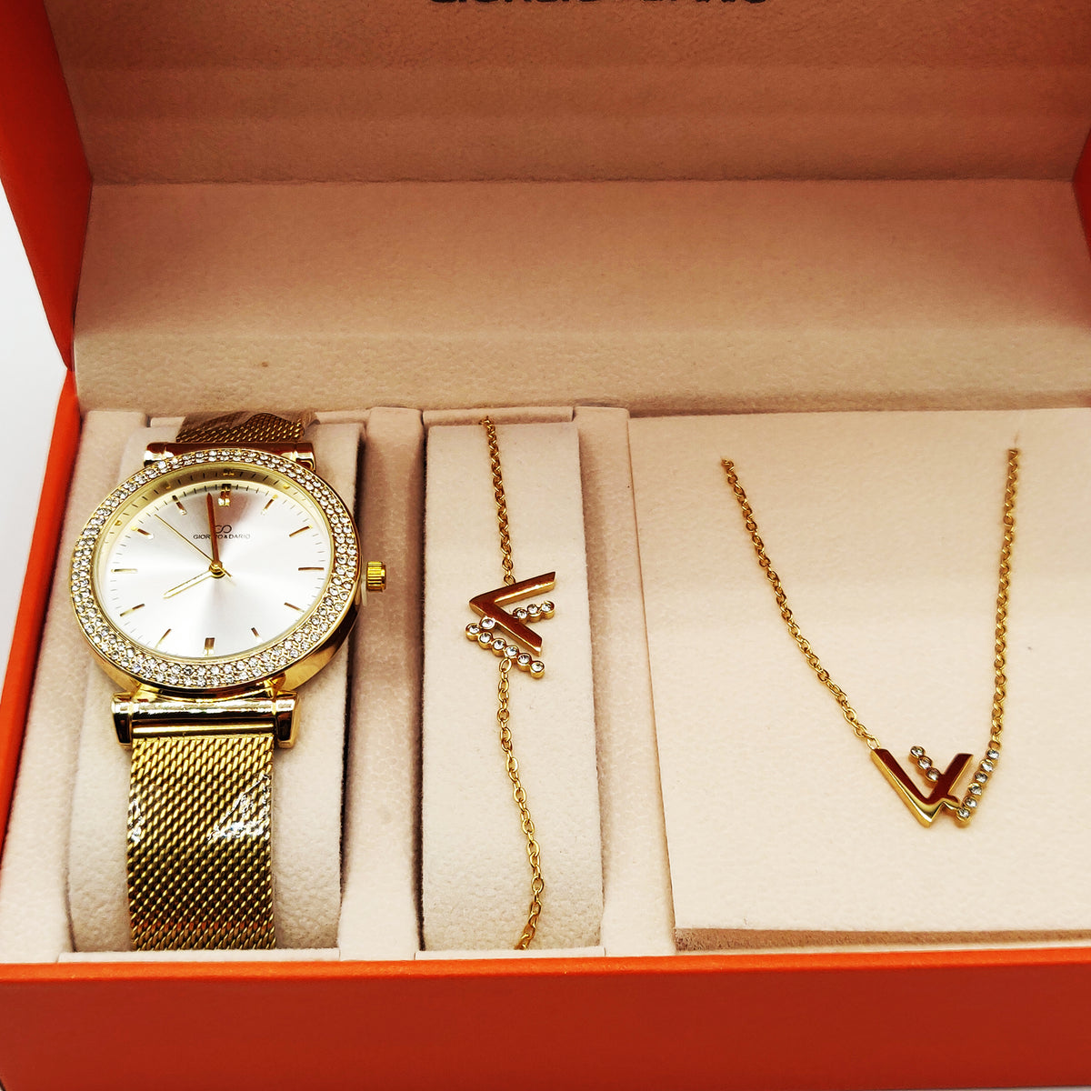 Coffret Giorgio & Dario 6314 avec Collier et Bracelet Double V Luxe
