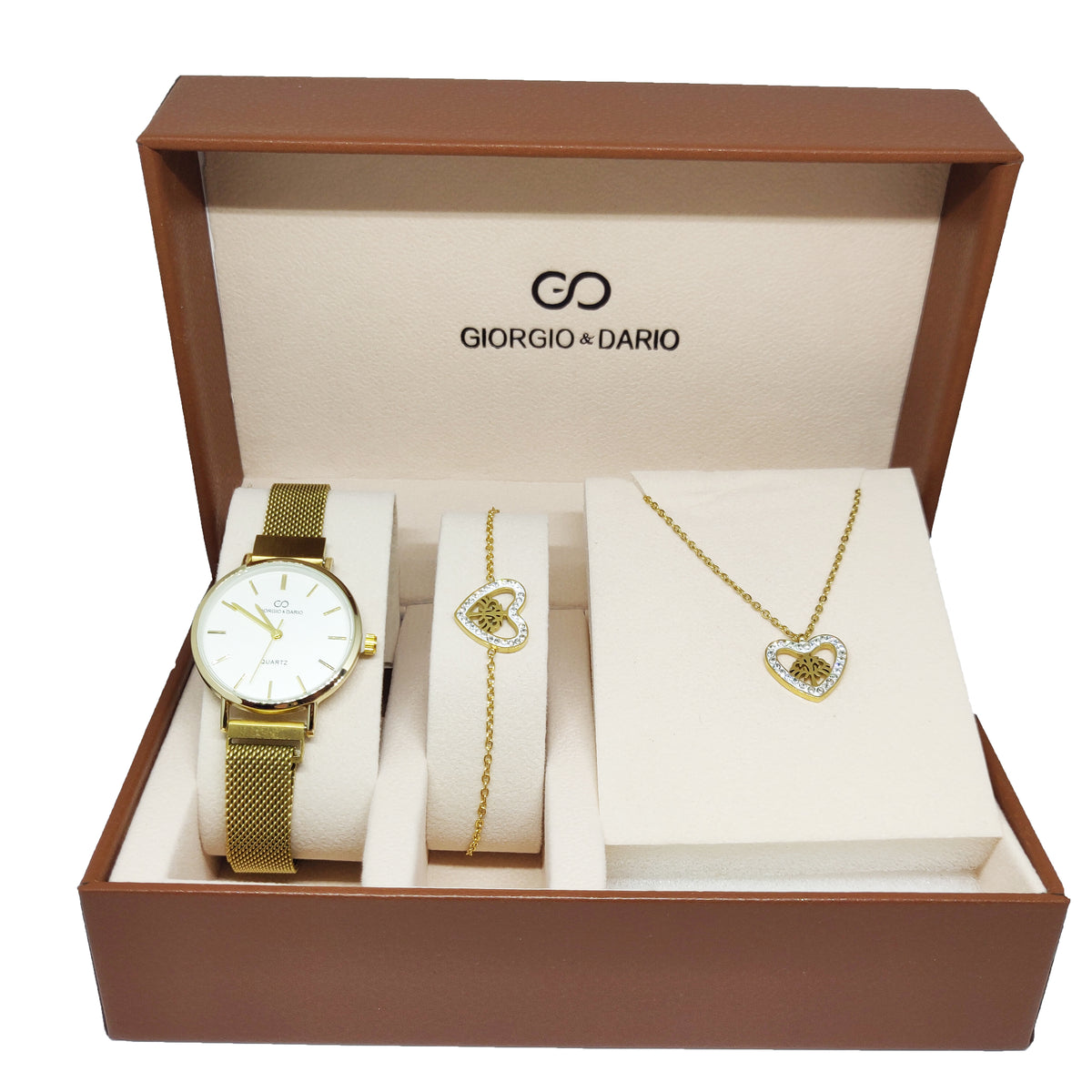 Coffret Montre Giorgio & Dario 5604 avec Collier et Bracelet Eden Coeur
