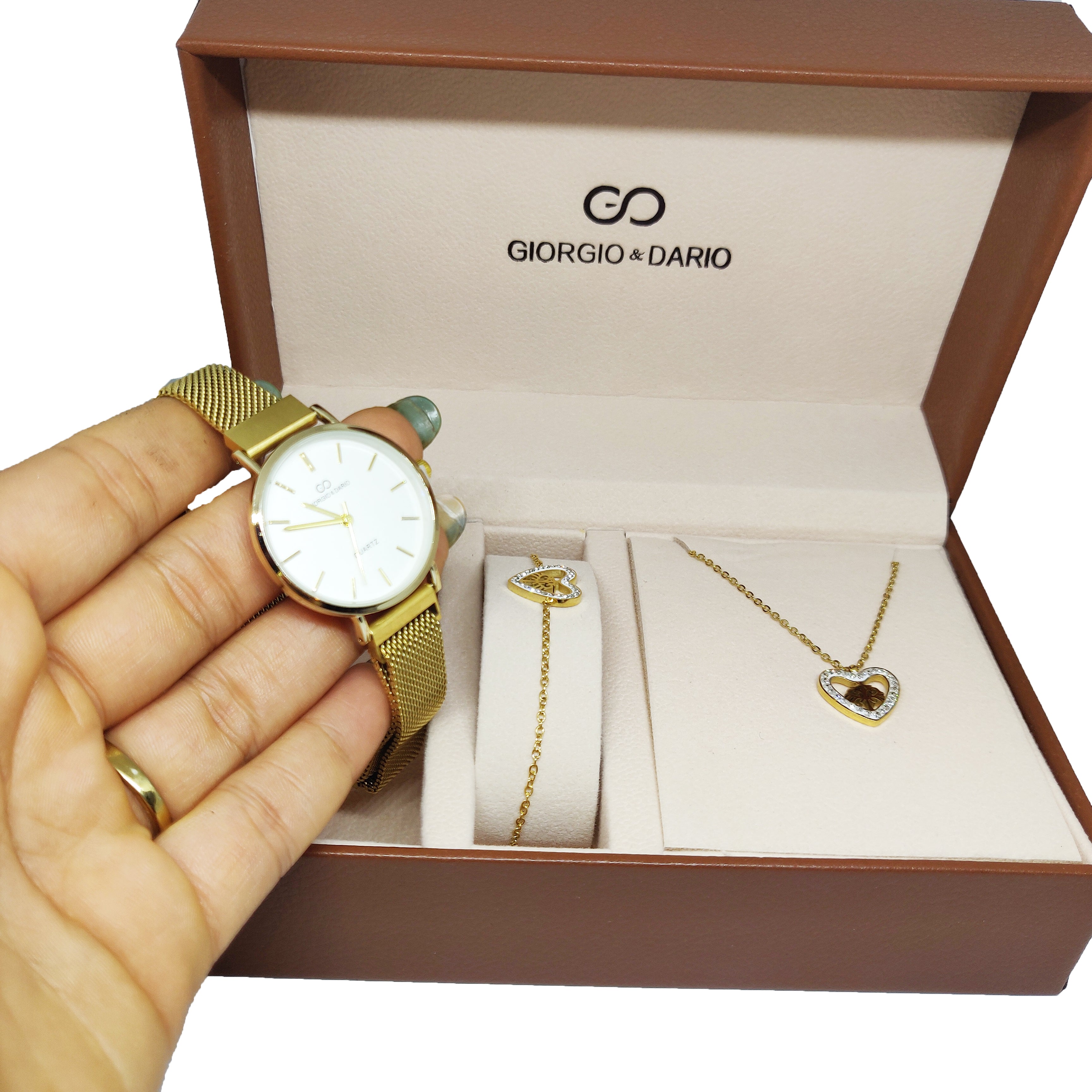 Coffret Montre Giorgio & Dario 5604 avec Collier et Bracelet Eden Coeur