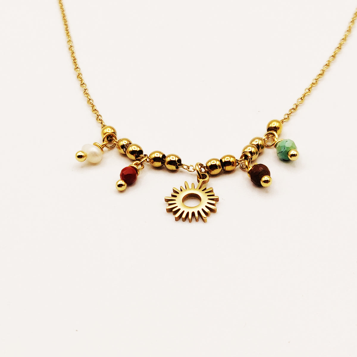 Collier Soleil et Perles Multicolores