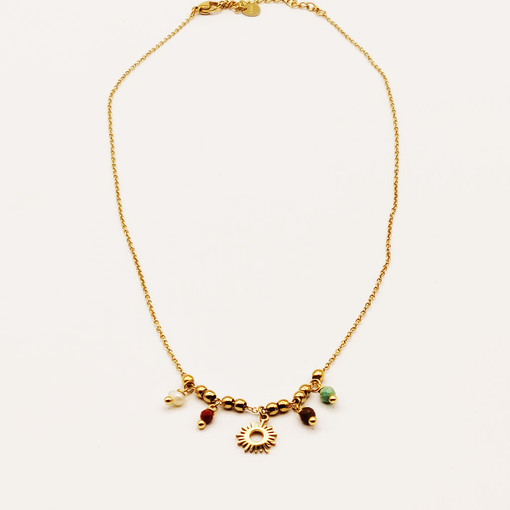 Collier Soleil et Perles Multicolores