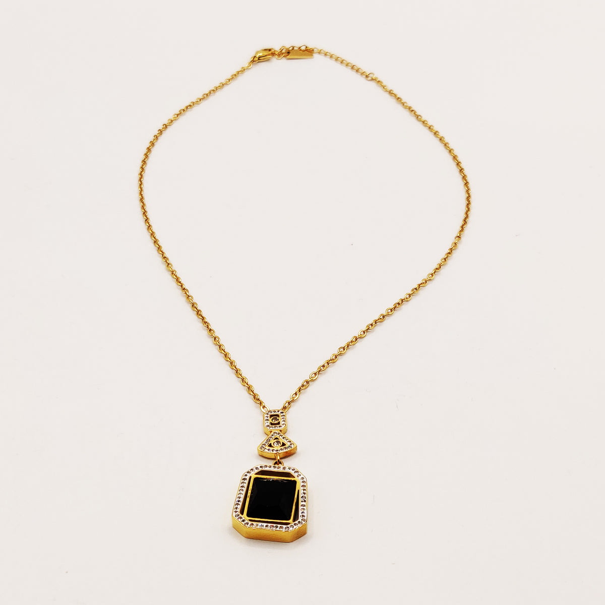 Collier 3 Pendentifs Diamant Noir Luxe