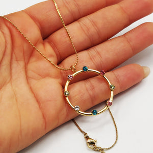 Collier Anneau Cristaux Multicolores Luxe