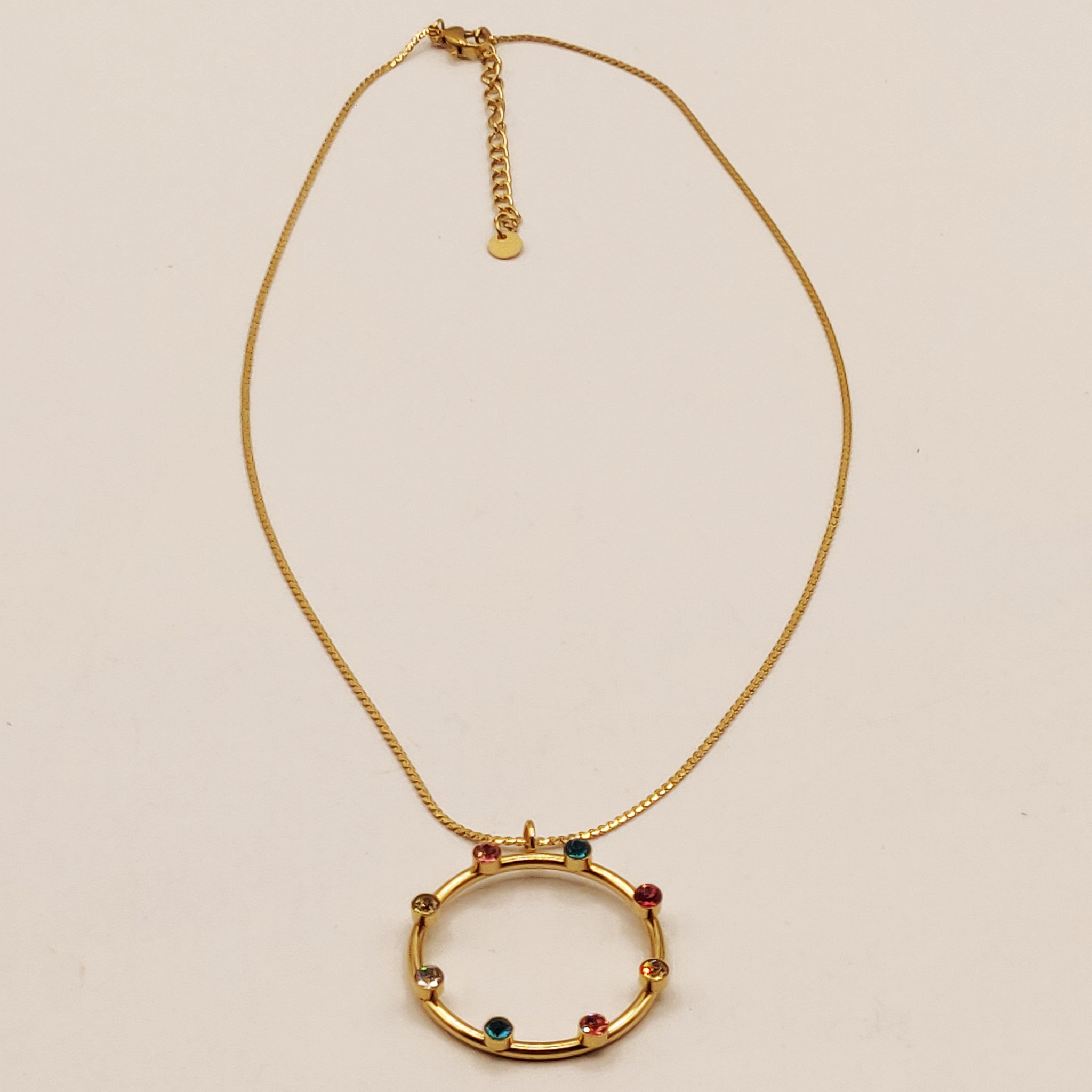 Collier Anneau Cristaux Multicolores Luxe
