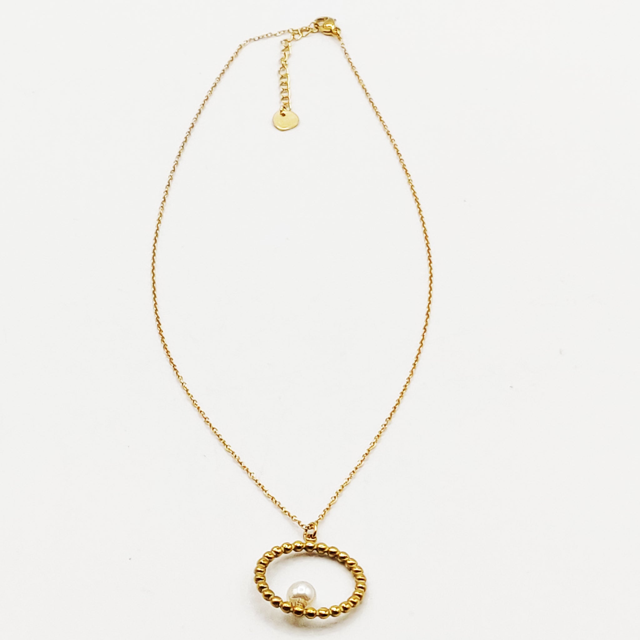 Collier Anneau et Perle Blanche