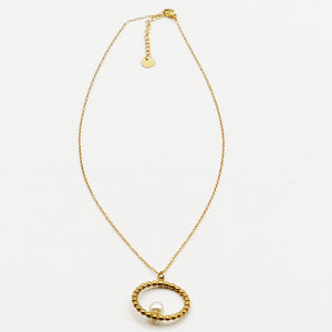 Collier Anneau et Perle Blanche