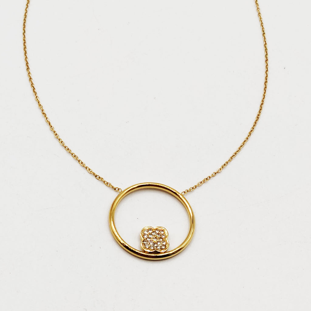 Collier Anneau Trèfle Cristaux Luxe