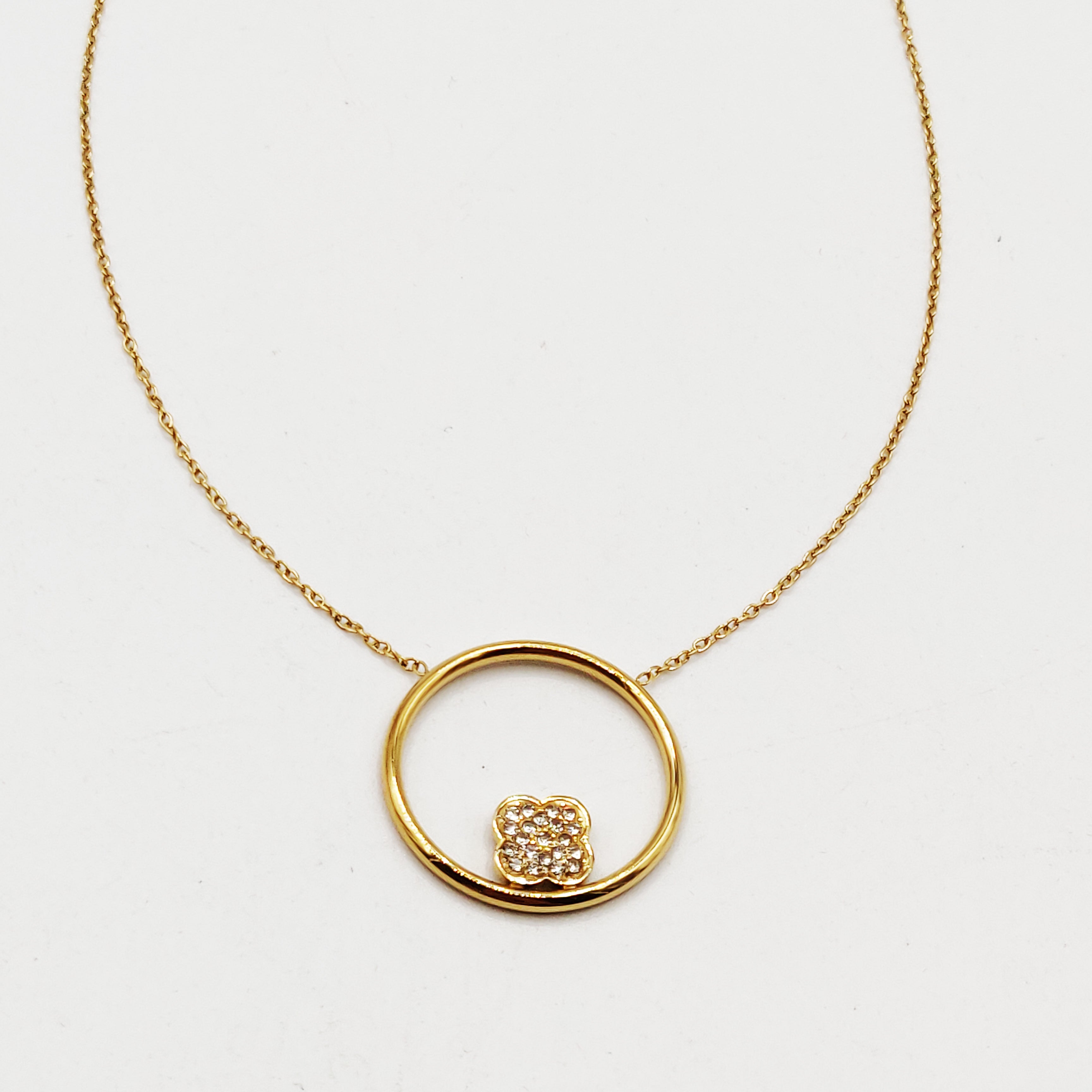 Collier Anneau Trèfle Cristaux Luxe