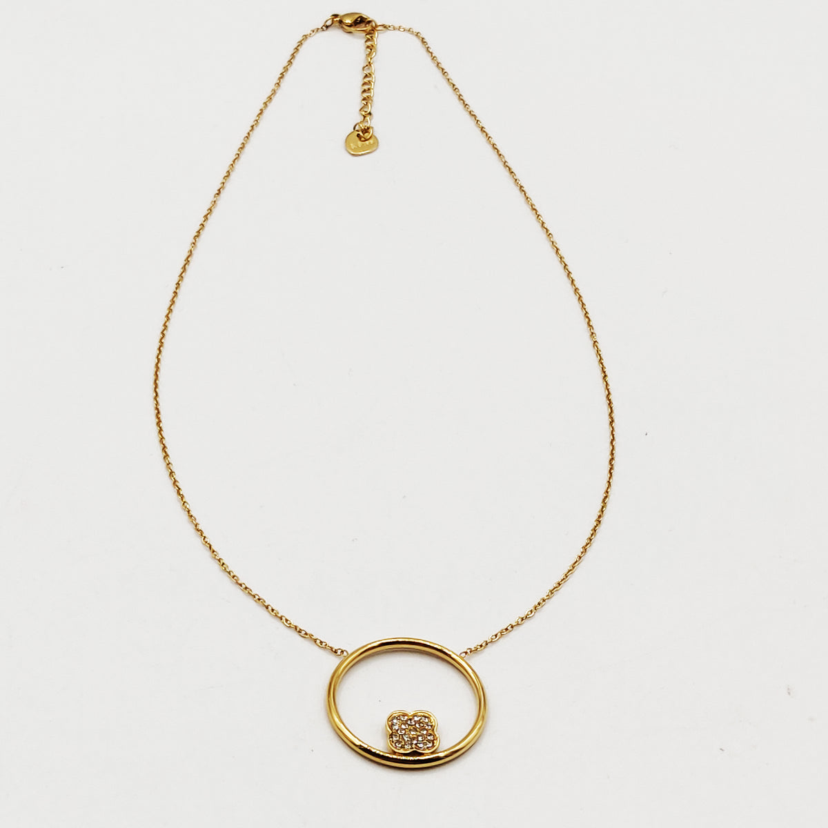 Collier Anneau Trèfle Cristaux Luxe