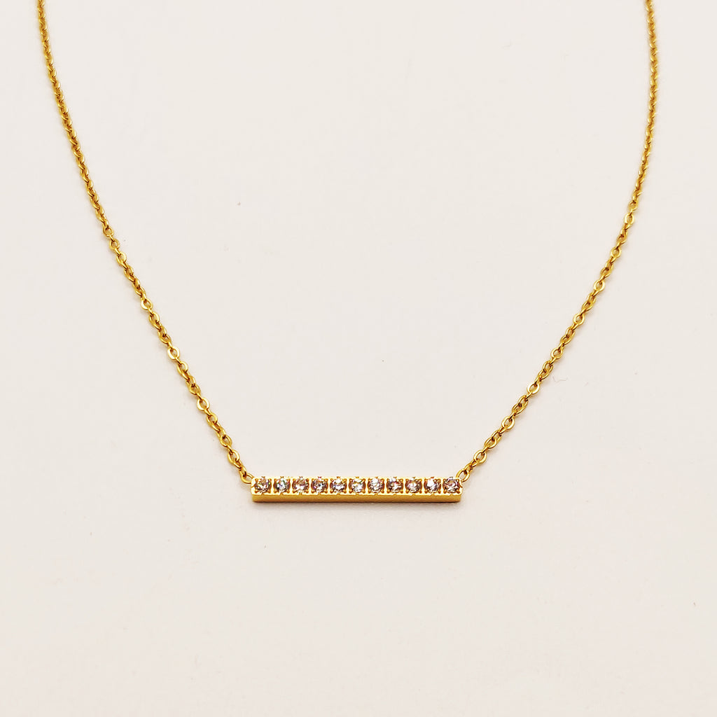 Collier Barre Cristaux Simple Luxe