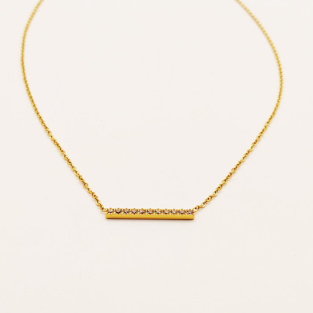 Collier Barre Cristaux Simple Luxe