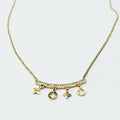 Collier Barre Cristaux Trèfles et Étoiles