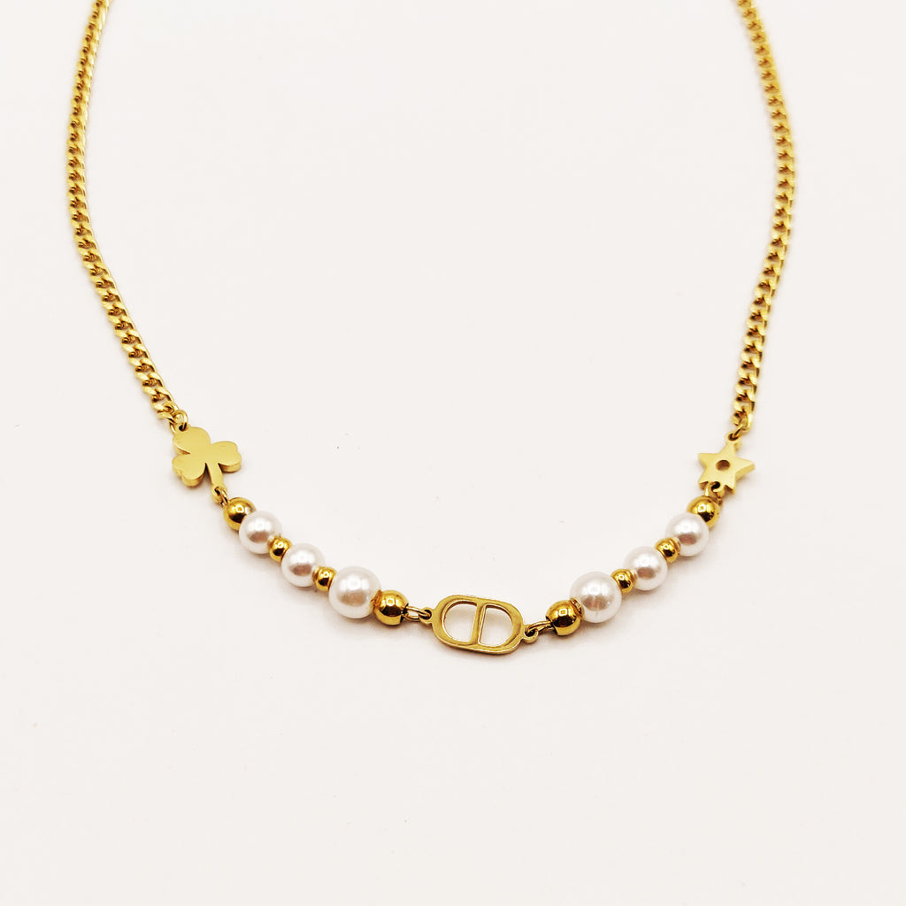 Collier ᗡD Luxe Trèfle Étoile et Perles