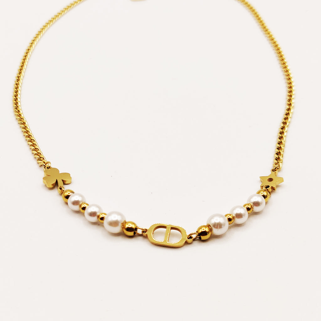 Collier ᗡD Luxe Trèfle Étoile et Perles