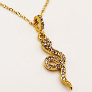 Collier Cercle et Serpent Cristaux Yeux Verts Luxe