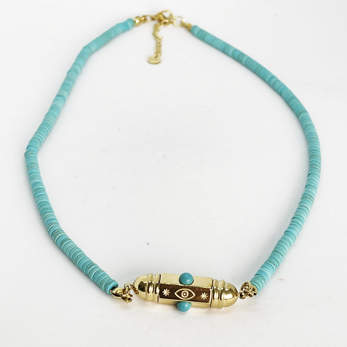 Collier Cercles Bleus et Cylindre Oeil