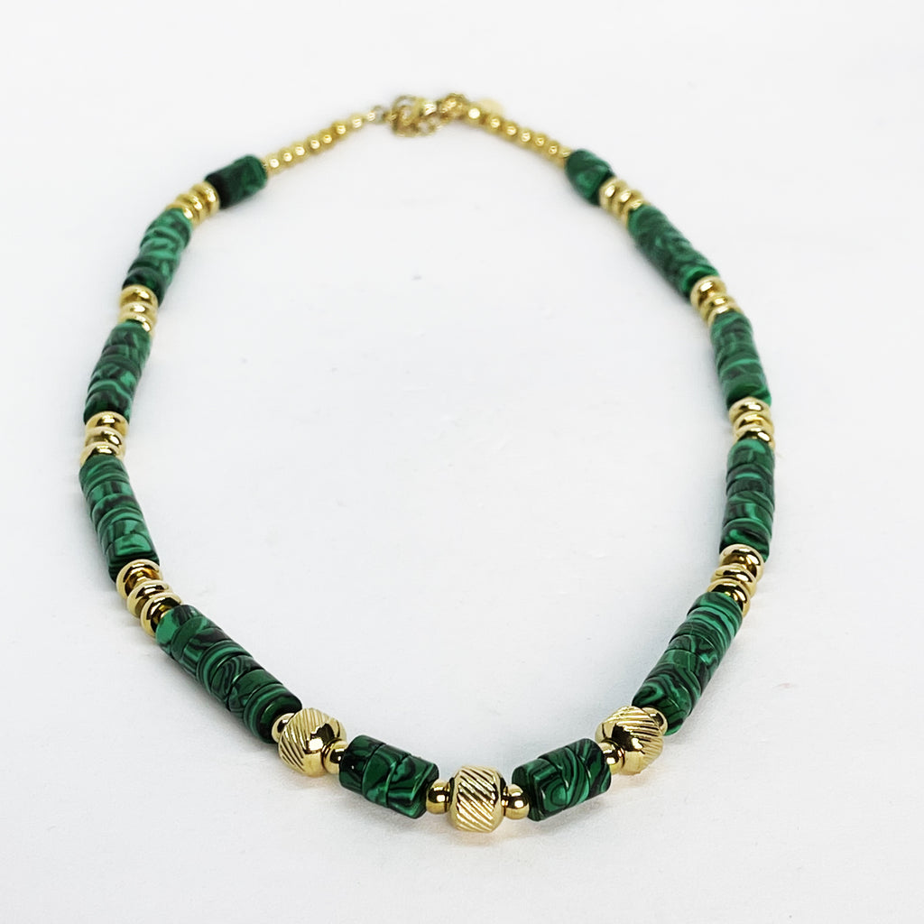 Collier Cercles Verts et Dorés
