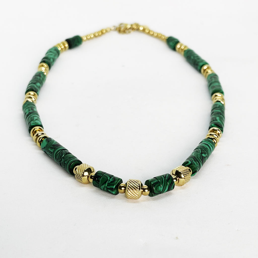 Collier Cercles Verts et Dorés