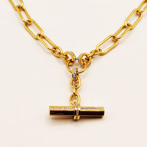 Collier Chaîne Barre Cristaux Luxe