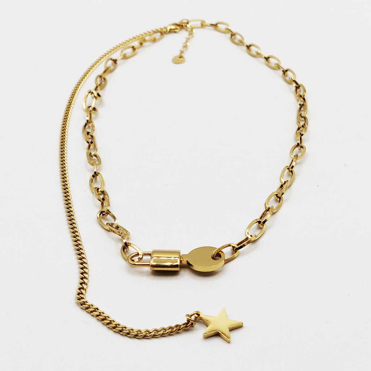 Collier Chaîne Cadenas et Clé Pendentif Étoile Luxe