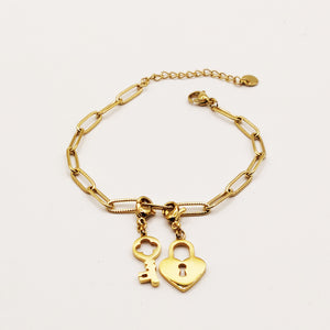 Bracelet Chaîne Cadenas Coeur et Clé
