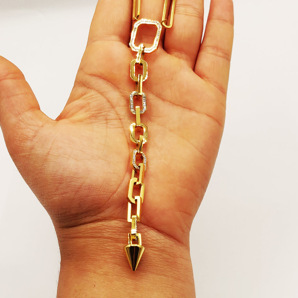 Collier Chaîne Carrée Descendante Pendentif Pic Luxe