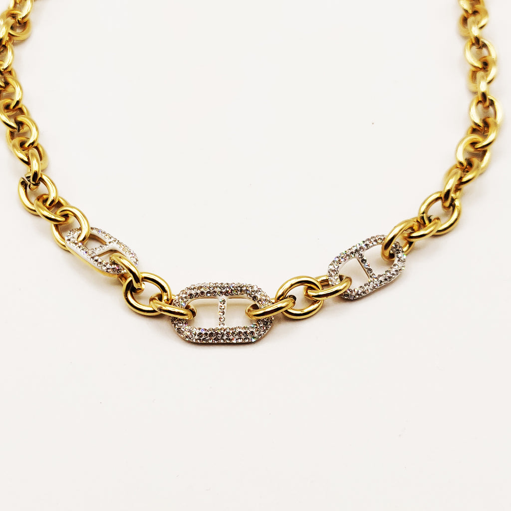 Collier Chaîne CD Luxe Cristaux