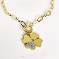 Collier Chaîne Trèfle Coeur Cristaux