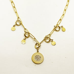 Collier Chaîne Cercle Soleil Cristaux