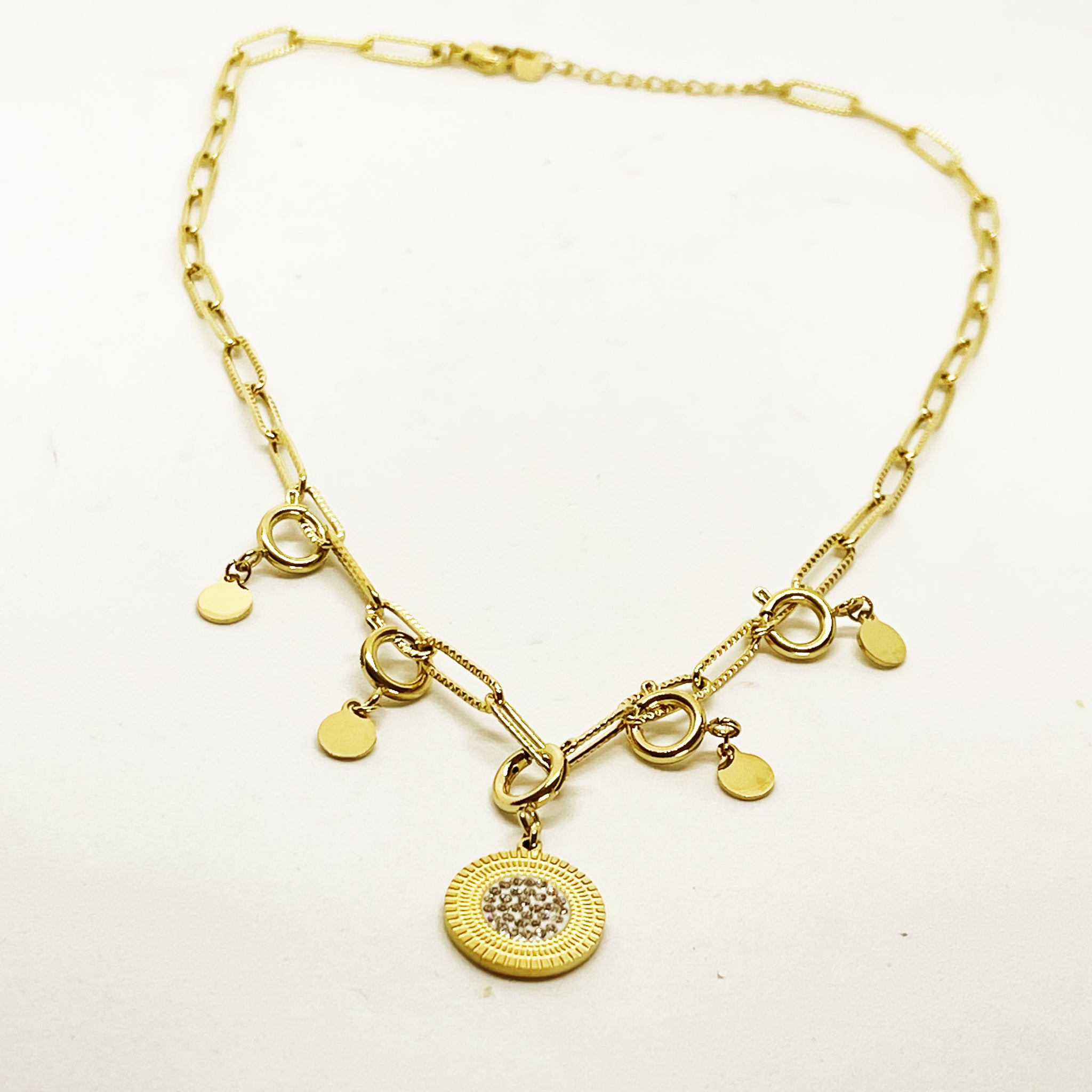 Collier Chaîne Cercle Soleil Cristaux
