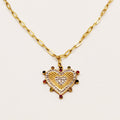 Collier Chaîne Coeur Cristaux Multicolores