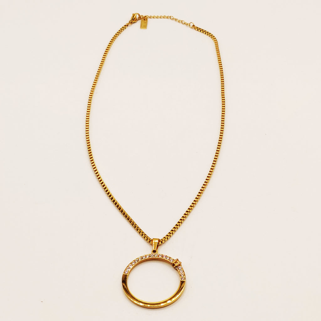 Collier Chaîne Cubique Anneau Cristaux Luxe
