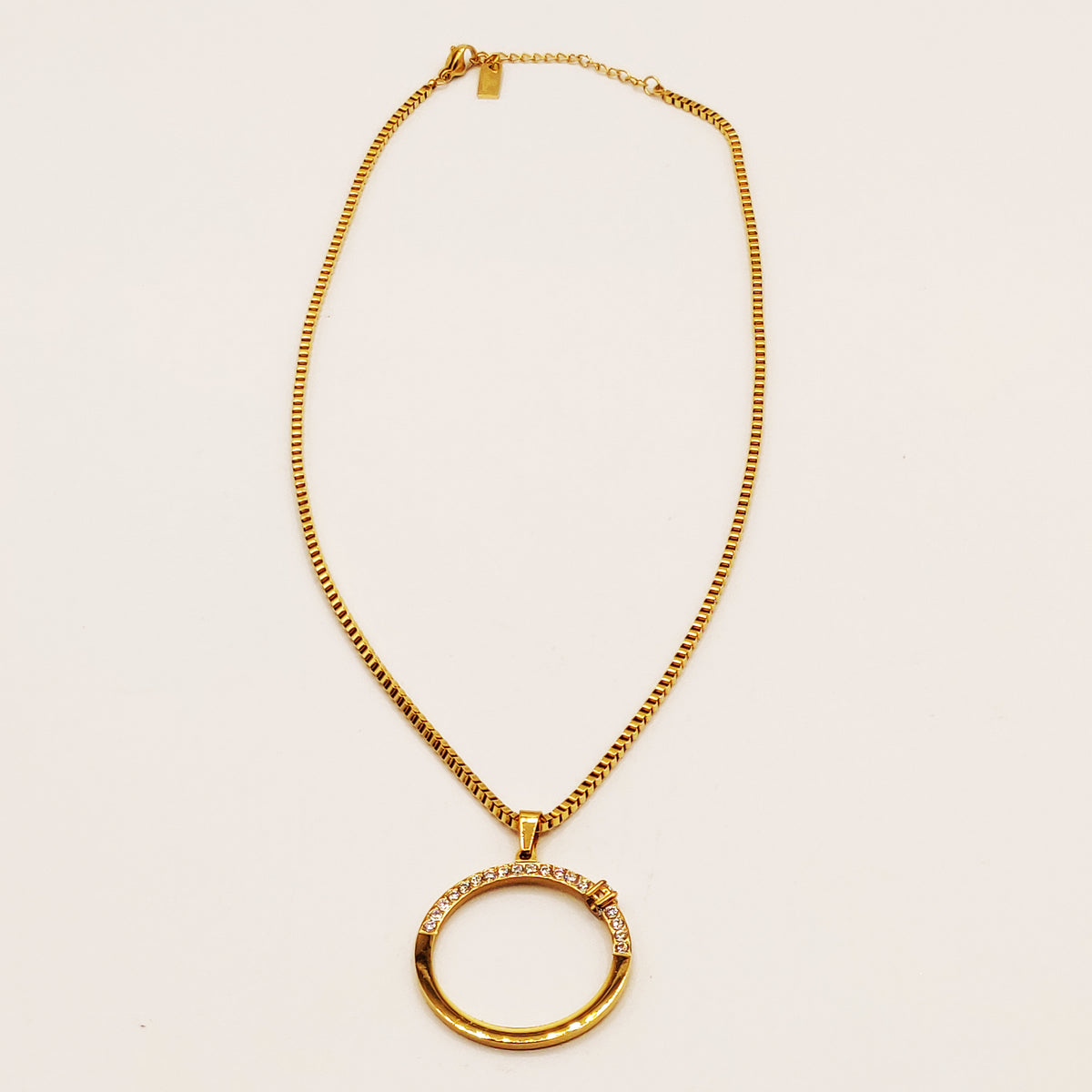 Collier Chaîne Cubique Anneau Cristaux Luxe
