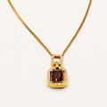 Collier Chaîne Cubique Cristal Rouge Luxe