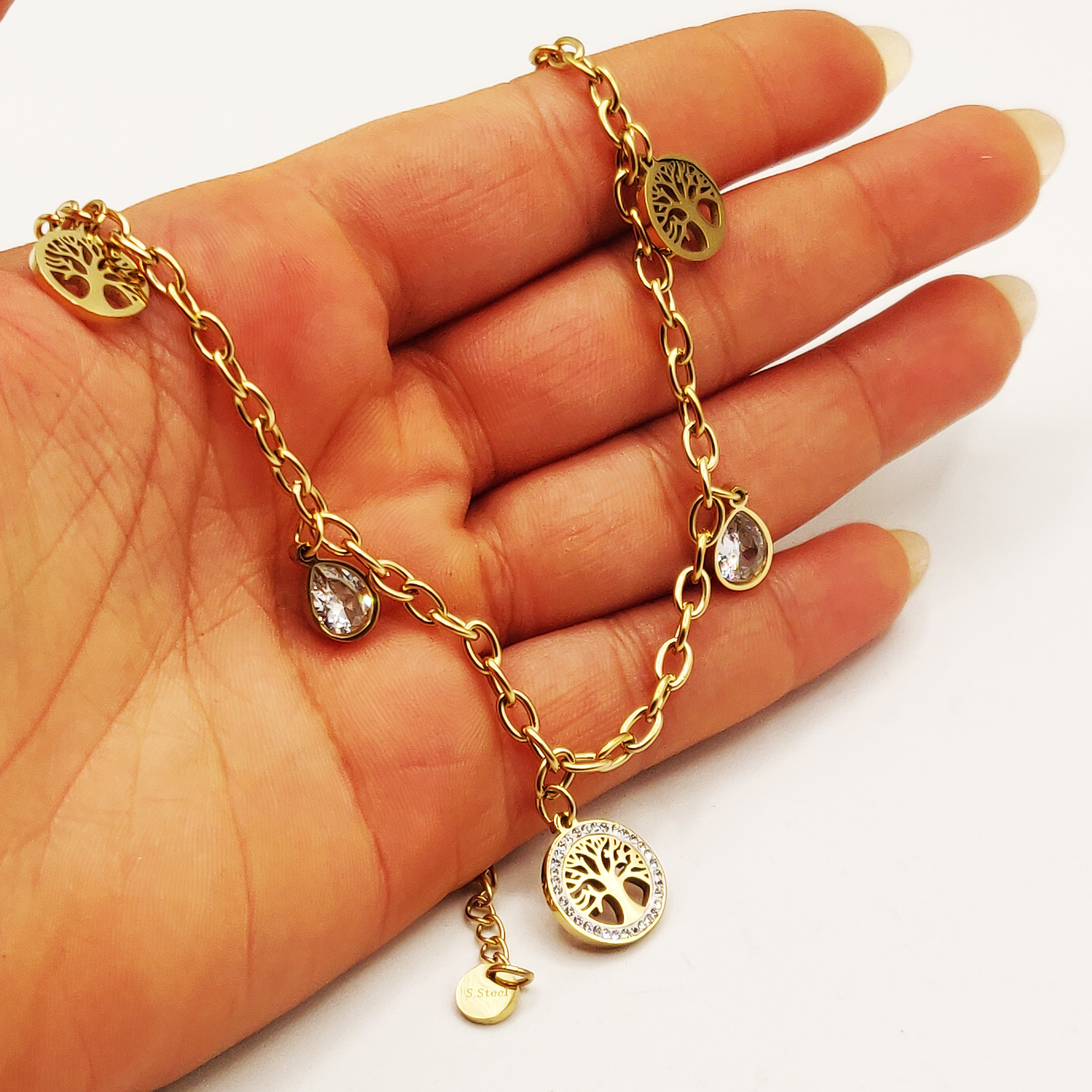 Collier Chaîne Eden et Gouttes Cristaux Luxe