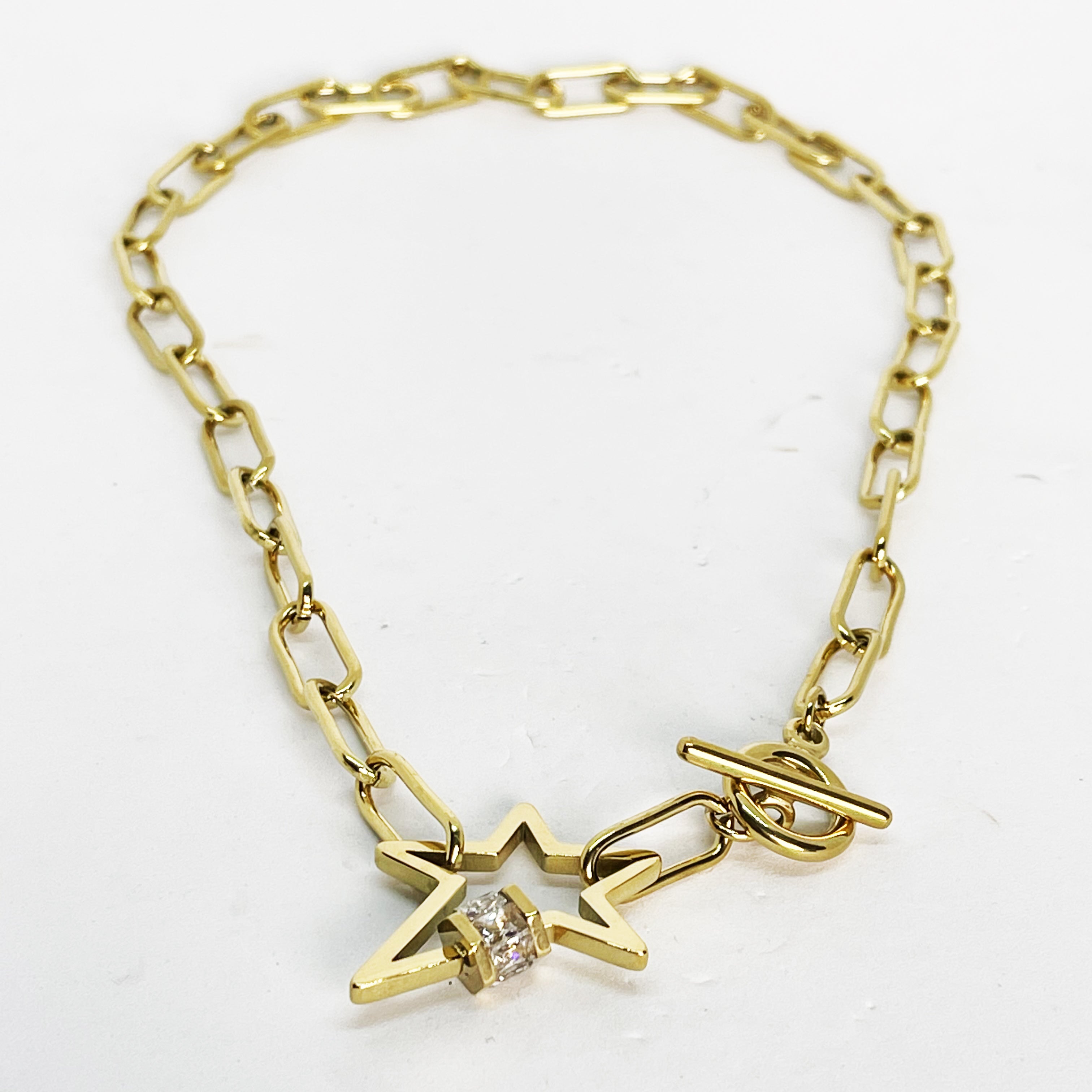 Collier Chaîne Étoile Fashion et Cercle Barre