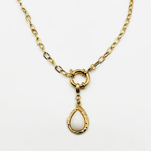 Collier Chaîne Goutte Perle Blanche