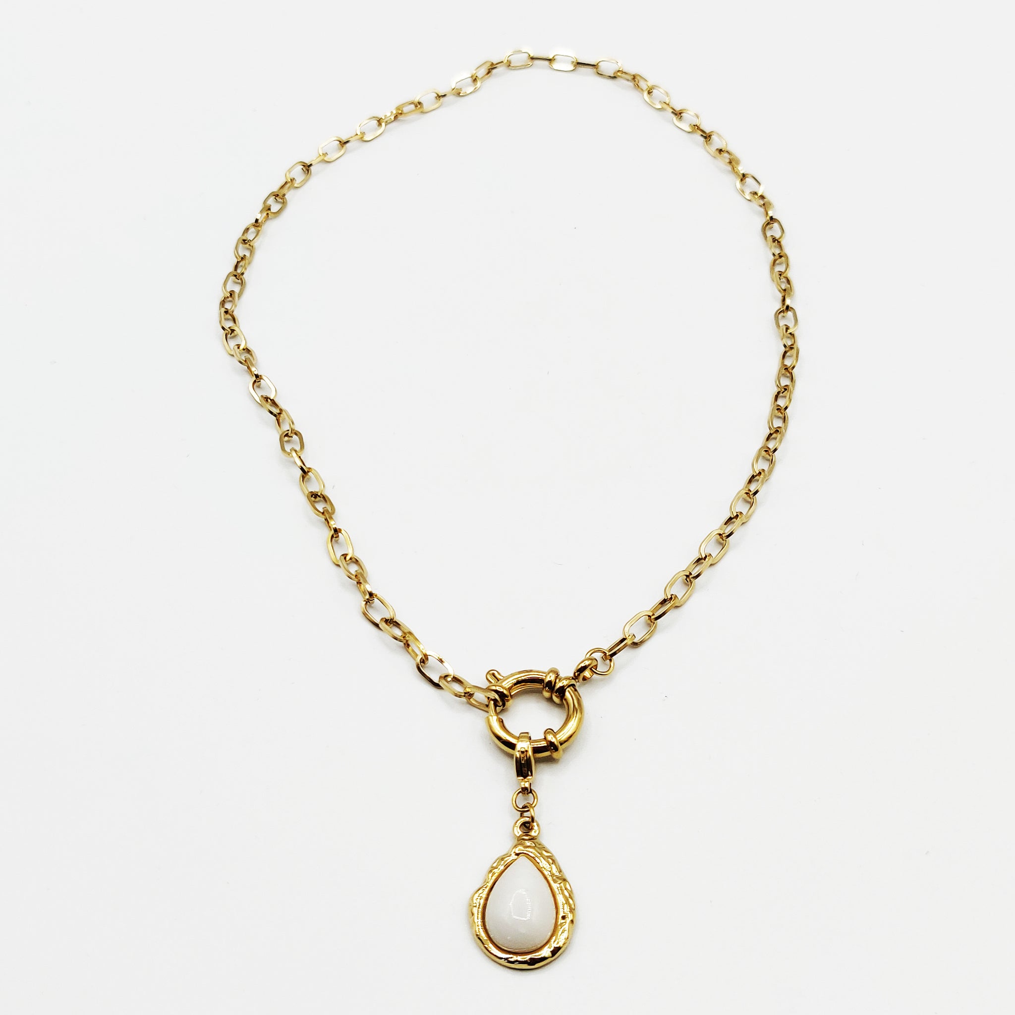 Collier Chaîne Goutte Perle Blanche