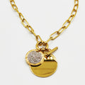 Collier Chaîne Grand Cercle Doré et Soleil Cristaux