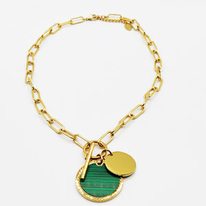 Collier Chaîne Grand Cercle Vert Luxe