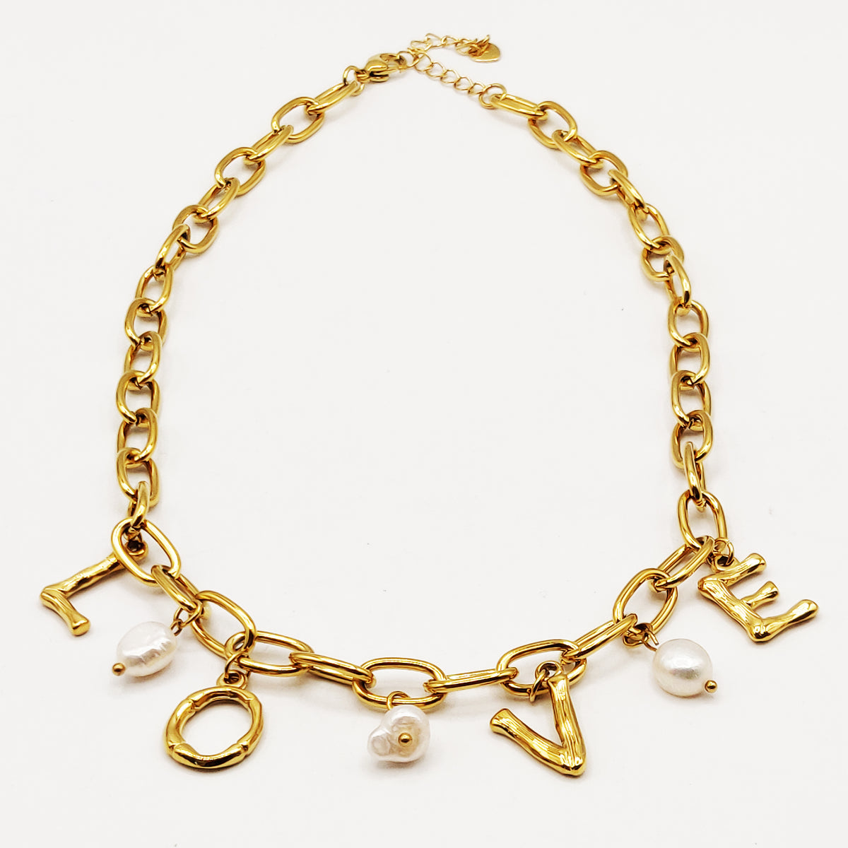 Collier Chaîne Love Perles Blanches